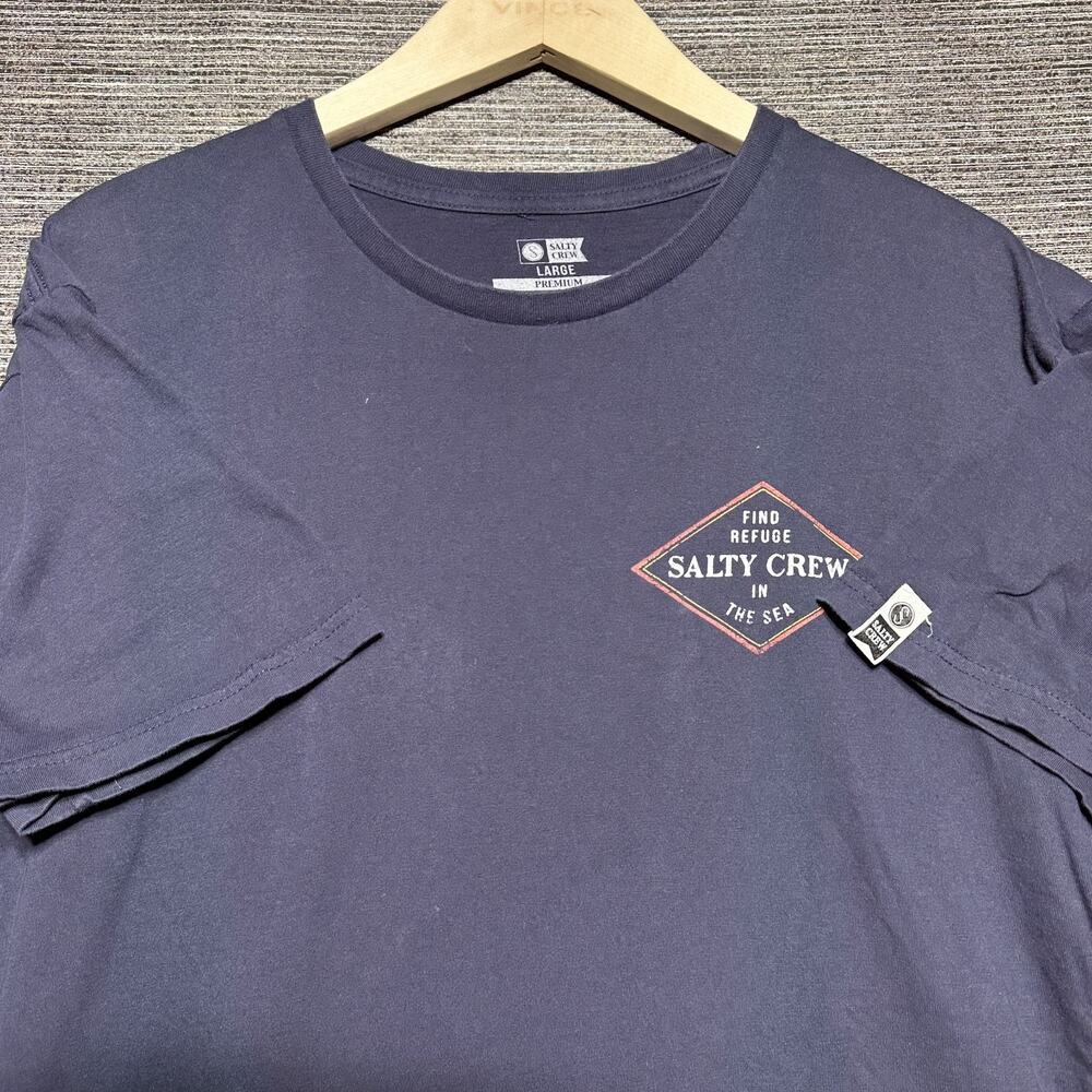 Salty Crew Shirt Men's Large Blue Short Sleeve Find Refuge In The Sea